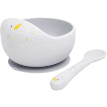 Набор Oribel Cocoon миска и ложка серый (OR223-90013): Материал силикон