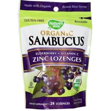 Nature's Way Sambucus Organic Zinc 24 Lozenges Berry Flavor Черная бузина: Форма выпуска Таблетки для рассасывания