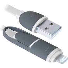 Кабель Defender USB Cable to Lightning/microUSB 1m White (87493): Тип USB Cable - Lightning/microUSB