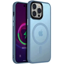 Чохол для iPhone Mobile Case TPU+PC Metal Buttons with MagSafe Colorful Light Blue для iPhone 13 Pro Max: Колір голубой