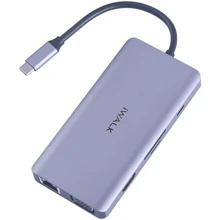 Адаптер iWALK Adapter USB-C to USB-C + 3xUSB + HDMI + RJ45 + VGA + SD Gray (ADH007): Колір серый