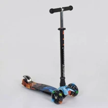 Самокат триколісний MAXI "Best Scooter" пластмасовий, трубка керма алюмінієва Black / Blue / Red (74476): Кількість коліс 4