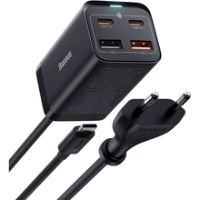 Зарядное устройство Baseus Wall Charger GaN3 Pro 2xUSB 2xType-C 65W Black with USB-C cable (CCGP040101): Особенности Быстрая зарядка, USB-C