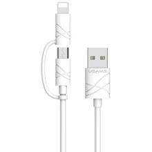 Кабель Usams USB Cable to Lightning/microUSB 2in1 U-Gee 1m White (US-SJ077): Тип USB-C - Lightning