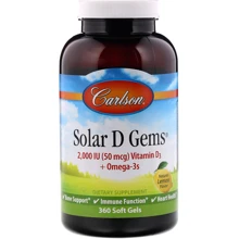 Carlson Labs Solar D Gems 2,000 IU 360 Soft Gels Natural Lemon Flavor Витамин D: Тип Витамин D