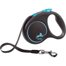 Поводок-рулетка Flexi Black Design S до 15 кг 5 м голубой (4000498033937): Тип шнура Лента