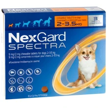 Таблетки от блох клещей и гельминтов NexGard Spectra 0.5 г для собак 2-3.5 кг 3 штуки упаковка цена за 1 таблетку: Тип Таблетки