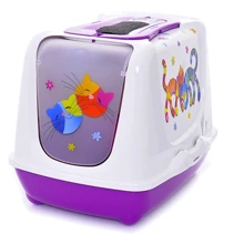 Туалет Moderna Trendy Cat Friends Forever для кошек c угольным фильтром и совком, 50х39х37 см фиолетовый (C235157FF): Вид Закрытый