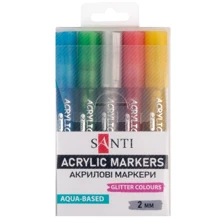 Маркеры SANTI Glitter акриловые 5 шт (391029): Тип Акриловые