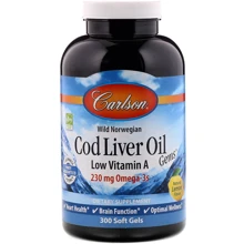 Carlson Labs Wild Norwegian, Cod Liver Oil Gems, Low Vitamin A, Natural Lemon Flavor, 300 Soft Gels (CAR-01393): Тип Омега 3