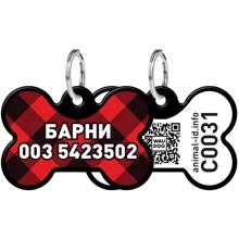 Адреснік WAUDOG Smart ID з QR-паспортом, малюнок "Шотландка", кістка, 38х25 мм, чорний: Виробник WAUDOG
