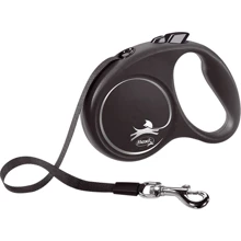 Поводок-рулетка Flexi Black Design S до 15 кг 5 м черный (4000498033906): Тип шнура Лента