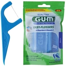 GUM Easy Flossers VIT-E Зубна нитка з фторидом 30 штук: Призначення От зубного налета