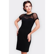 Платье FashionUp PL-1596A 42 черное повседневное до середины бедра: Состав Вискоза, Эластан