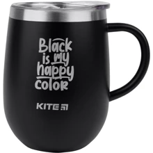 Термокухоль Kite Black is my happy color 360 мл чорна (k22-378-01-2): Тип Термокружка