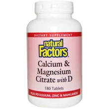 Natural Factors, Calcium & Magnesium Citrate with D, 180 Tablets (NFS01608): Тип Магний + Кальций