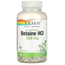 Solaray HCL with Pepsin, 650 mg, 250 Vegetarian Capsules (SOR-04815): Тип Бетаина гидрохлорид