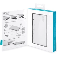 Адаптер Digitus Adapter USB-C to HDMI+VGA+2xUSB+USB-C+SD/TF+RJ54 Silver (DA-70866): Колір белый