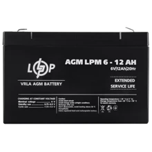 Аккумуляторная батарея LogicPower LPM 6V 12 Ah, AGM (4159): Тип AGM