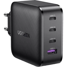 Зарядний пристрій Ugreen Wall Charger 3хUSB-C+USB CD224 GaN 65W Black (70774): Особливості Быстрая зарядка, Power Delivery (PD), USB-C