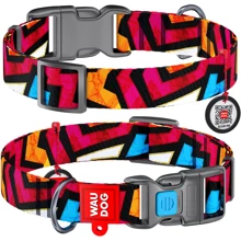 Ошейник WAUDOG Nylon с QR-паспортом, рисунок "Граффити", пластиковый фастекс 25 мм 35-58 см разноцветный (4735): Производитель WAUDOG