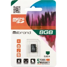 Карта пам'яті Mibrand 8GB microSD class 4 (MICDC4 / 8GB): Тип карти MicroSDHC