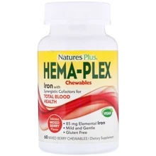 Nature's Plus, Hema-Plex, Mixed Berry, 60 Chewables (NTP3768): Тип Железо