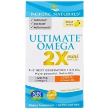 Nordic Naturals Ultimate Omega 2X mini 1120 mg Риб'ячий жир міні з вітаміном D зі смаком лимона 60 капсул: Тип Омега 3