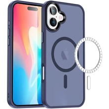 Чохол для iPhone Mobile Case TPU+PC Metal Buttons with MagSafe Colorful Navy Blue для iPhone 16: Колір синий