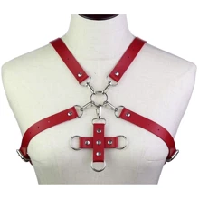 Портупея с фиксатором Women's PU Leather Chest Harness Caged Bra RED: Производитель SKN
