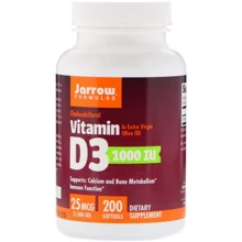 Jarrow Formulas Vitamin D3 1000 IU 200 Softgels Витамин D3, холекальциферол: Тип Витамин D