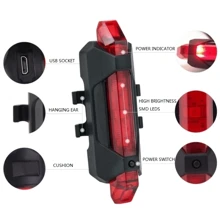 Задняя велофара Velotrade габаритный задний BC-TL5411 красный 5 светодиодов USB (LTSS-018): Производитель Velotrade