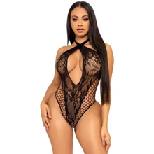 Кружевное тедди Leg Avenue Lace and net halter teddy One size Black: Для кого Для женщин