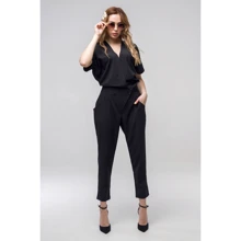 Комбинезон FLFashion Нарцисс ПКН 2253 XXL черный: Состав Полиэстер