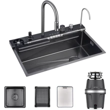 Кухонная мойка Lefton Adjustable Waterfall Faucet Kitchen Sink with Digital Temperature Display & LED Lighting-KS2207: Форма Прямоугольная