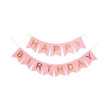 Украшение помещений Гирлянда-флажки 871053 Happy Birthday 16 см, розовый: undefined undefined