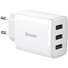 Зарядний пристрій Baseus Wall Charger 3xUSB Compact 17W White (CCXJ020102): Кабель в комплекті отсутствует