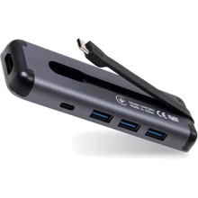 Адаптер Vinga Adapter USB-C to HDMI+3xUSB3.0+PD100W (VHYC6FC): Колір серый