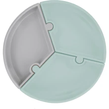 Секционная тарелка MinikOiOi Puzzle на присоске силиконовая River Green / Powder Grey (101050055): Материал силикон