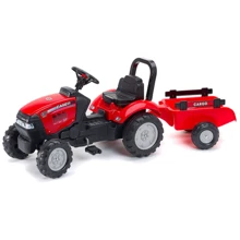 Детский трактор Falk Case Ih на педалях с прицепом красный 961B: Вид трактор