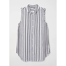 Блуза H&M 3895354 48 черно-белая без рукава: Сезон Лето