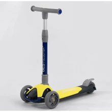 Самокат трехколесный Best Scooter складной алюминиевый руль, 3 колеса PU со светом Black/Yellow (102033): Количество колес 3