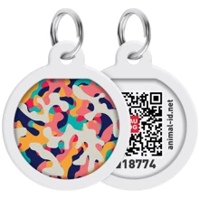 Адресник металевий WAUDOG Smart ID c QR паспортом малюнок Камо кольоровий 30 мм (230-0206): Виробник WAUDOG