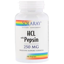 Solaray, HCL with Pepsin, 250 mg, 180 VegCaps (SOR-04816): Тип Бетаина гидрохлорид