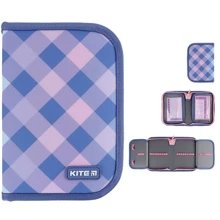 Пенал Kite без наполнения 1 отделение 2 отворота 622 Purple Chequer (K24-622-3): Год выпуска коллекции 2024