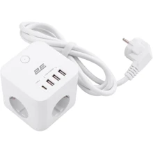 Сетевой фильтр 2E 3*USB-A, 1*USB-C, 1.5м, white (2E-ADC331WH): Количество розеток, шт 3