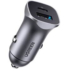 Зарядное устройство Ugreen Car Charger USB+USB-C CD130 20W Gray (30780): Особенности Быстрая зарядка, USB-C
