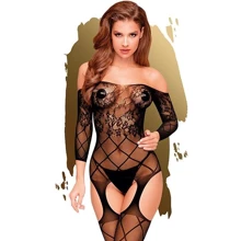 Бодистокинг с флористическо-геометрическим орнаментом Penthouse - Top-Notch Black XL: Для кого Для женщин