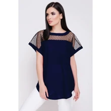 Блуза FashionUp BZ-1640C 42-44 синяя с коротким рукавом: Сезон Лето