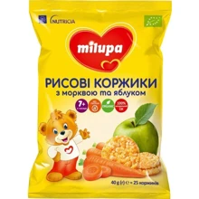 Milupa рисовые коржики морковь и яблоко 40 г от 7 мес.: Тип Печенье